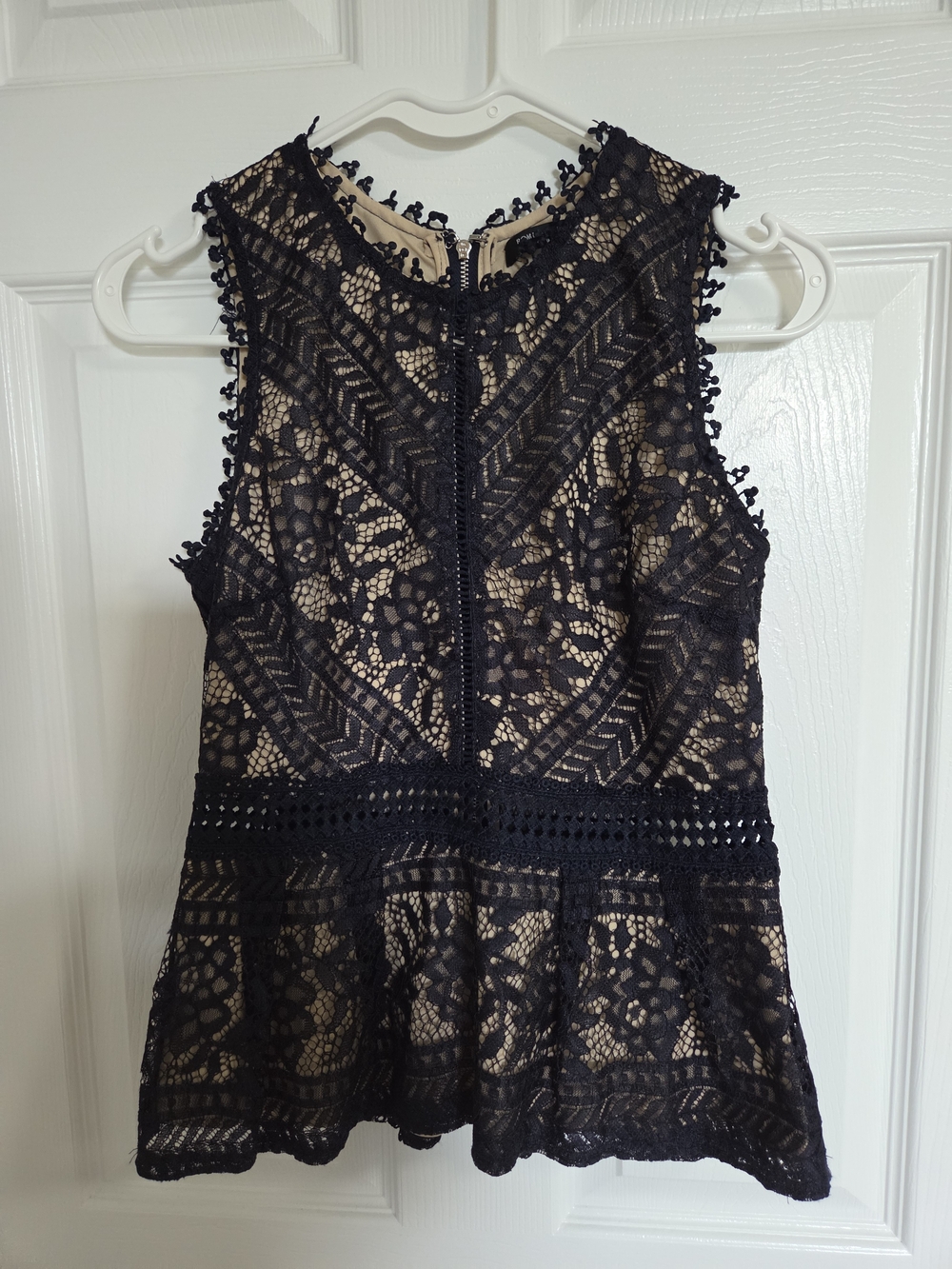 Romeo & Juliet Couture Black Lace Tank Top with Nude Lining